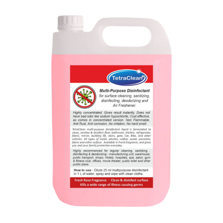 TetraClean Industrial-Grade Disinfectant – Concentrated Surface Sanitizer for Floors, Kitchens, Bathrooms & More – Long-Lasting Freshness (Aqua, Rose, Lemon) – 5 Litre