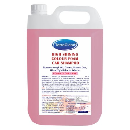 TetraClean High Shining Colour Foam Car Shampoo – Pink | 5L Thick Foam Degreasing Car Wash Liquid